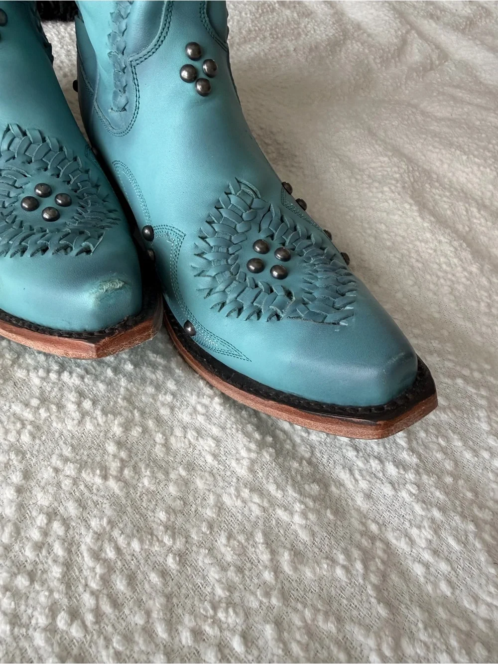 Lane Cossette Turquoise Western Cowboy Boots Size 7.5